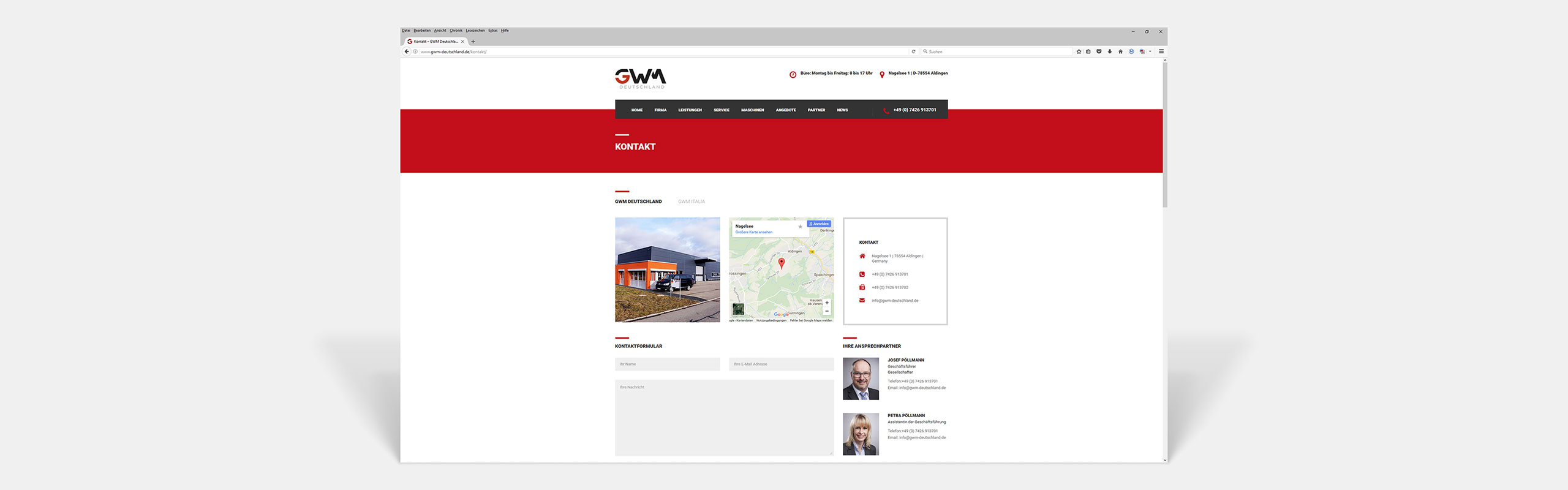 GWM Deutschland GmbH Responsive Website Kontakt by Hirschburg Werbeagentur