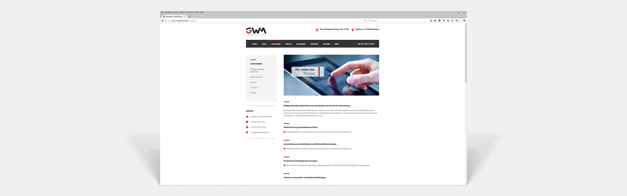 GWM Deutschland GmbH Responsive Website Leistungen by Hirschburg Werbeagentur
