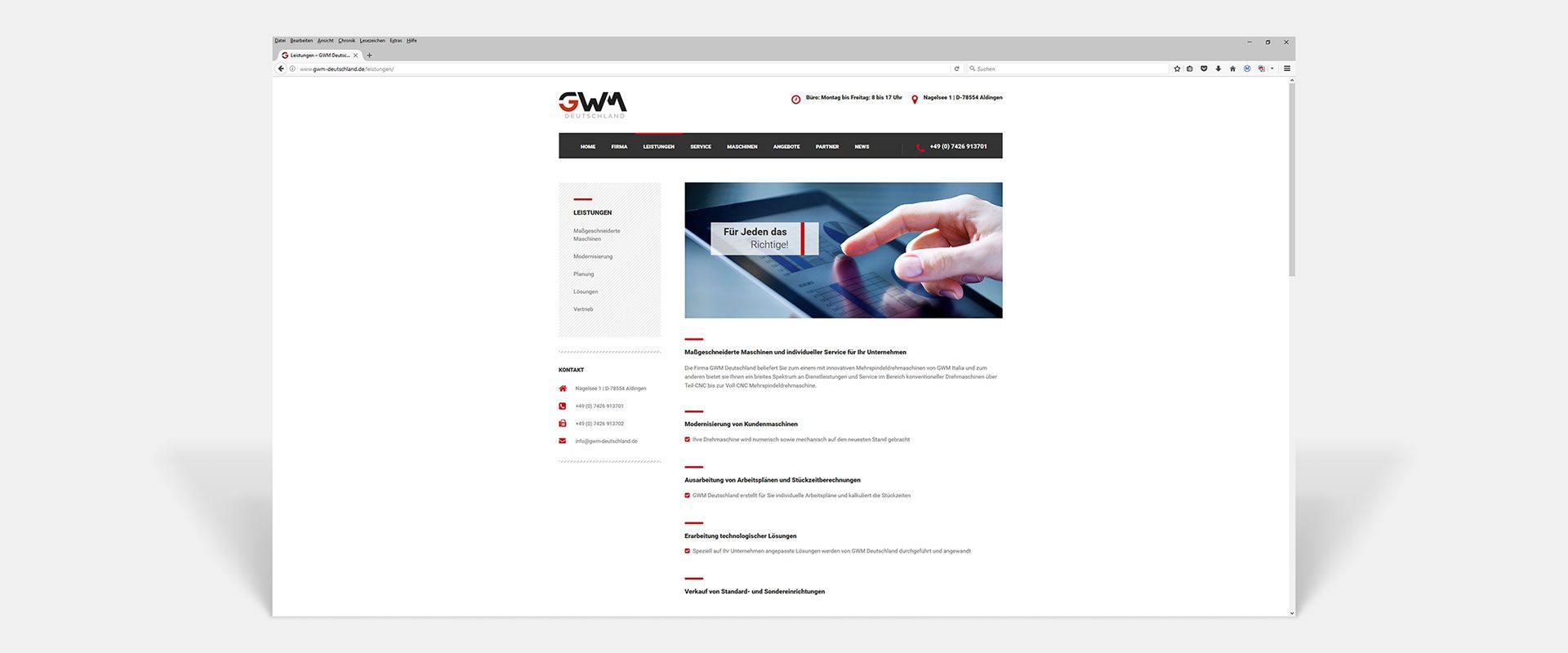 GWM Deutschland GmbH Responsive Website Leistungen by Hirschburg Werbeagentur
