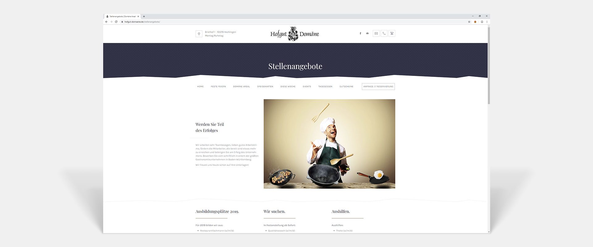 Hofgut Domäne Hechingen Website Stellenangebote by Hirschburg Werbeagentur
